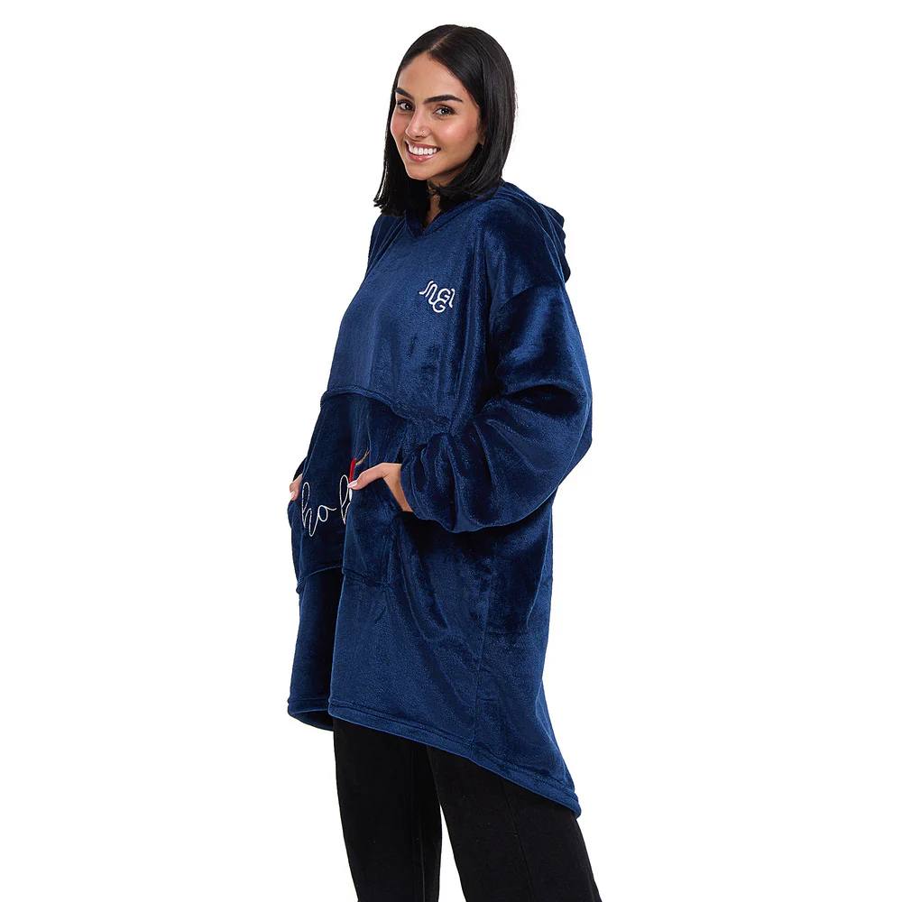 Snuggs Blanket Hoodie Dark Blue Christmas Ho Ho Ho Pocket - Image 4