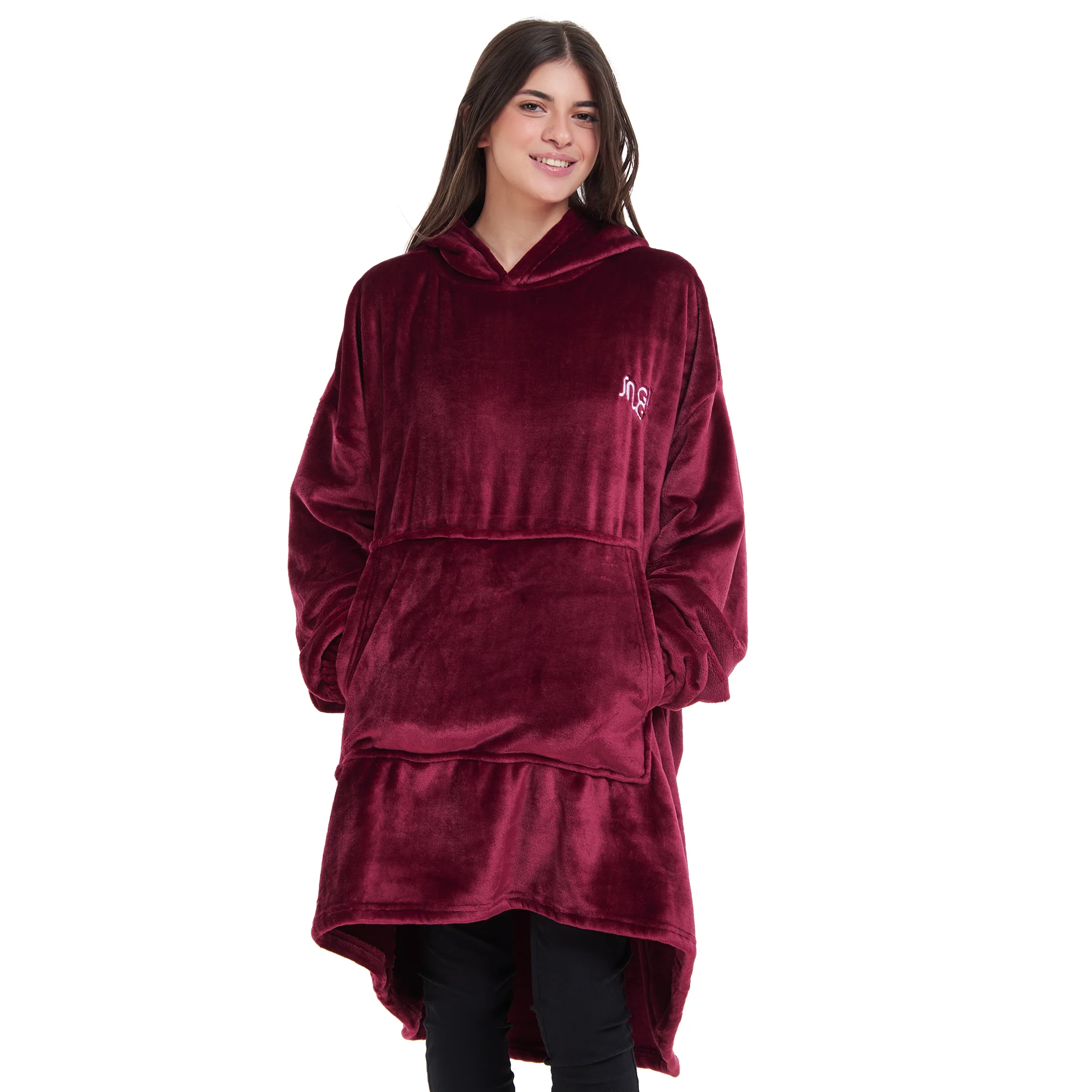 Snuggs Blanket Hoodie Dark Red - Image 3