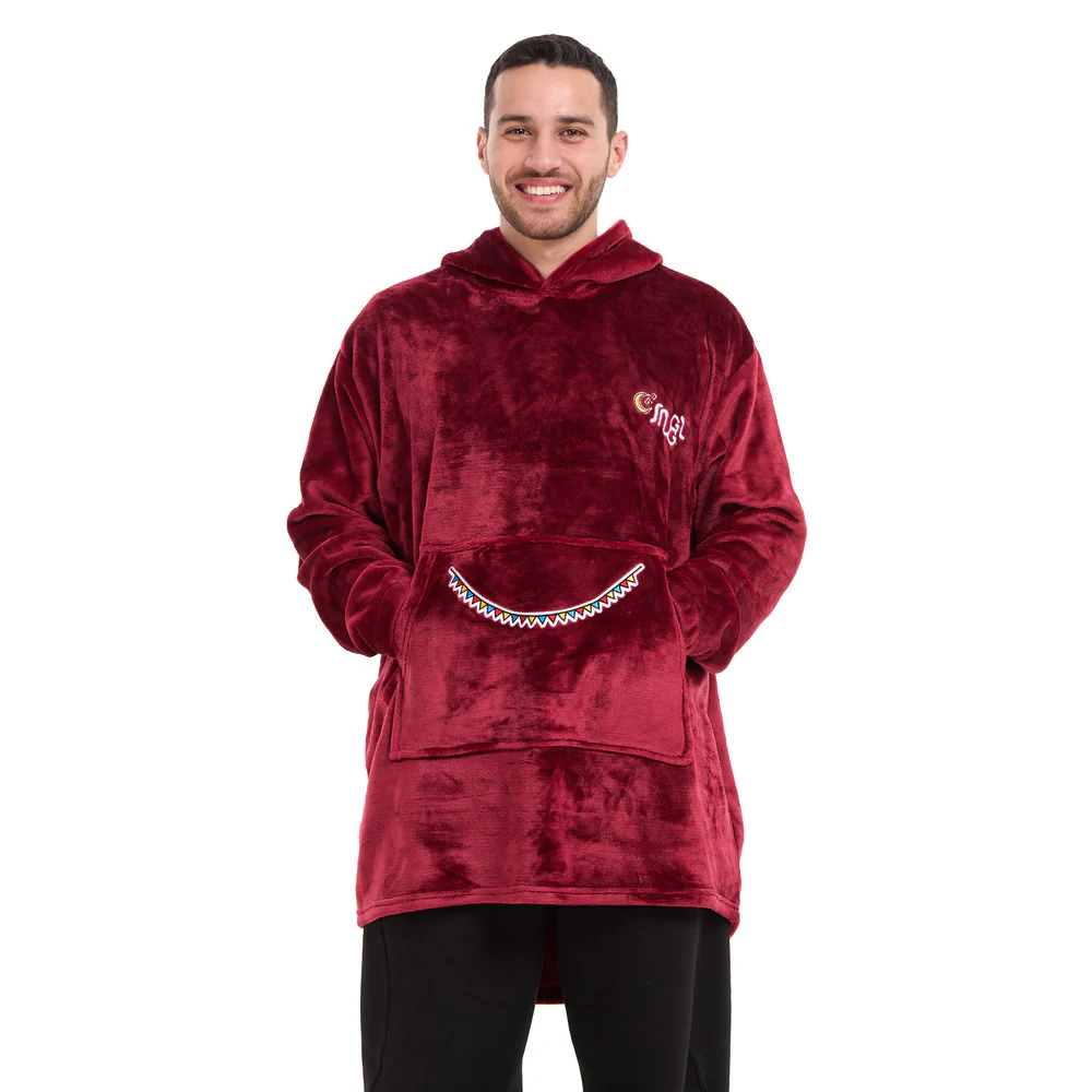 Snuggs Blanket Hoodie Dark Red عربية فول - Image 3