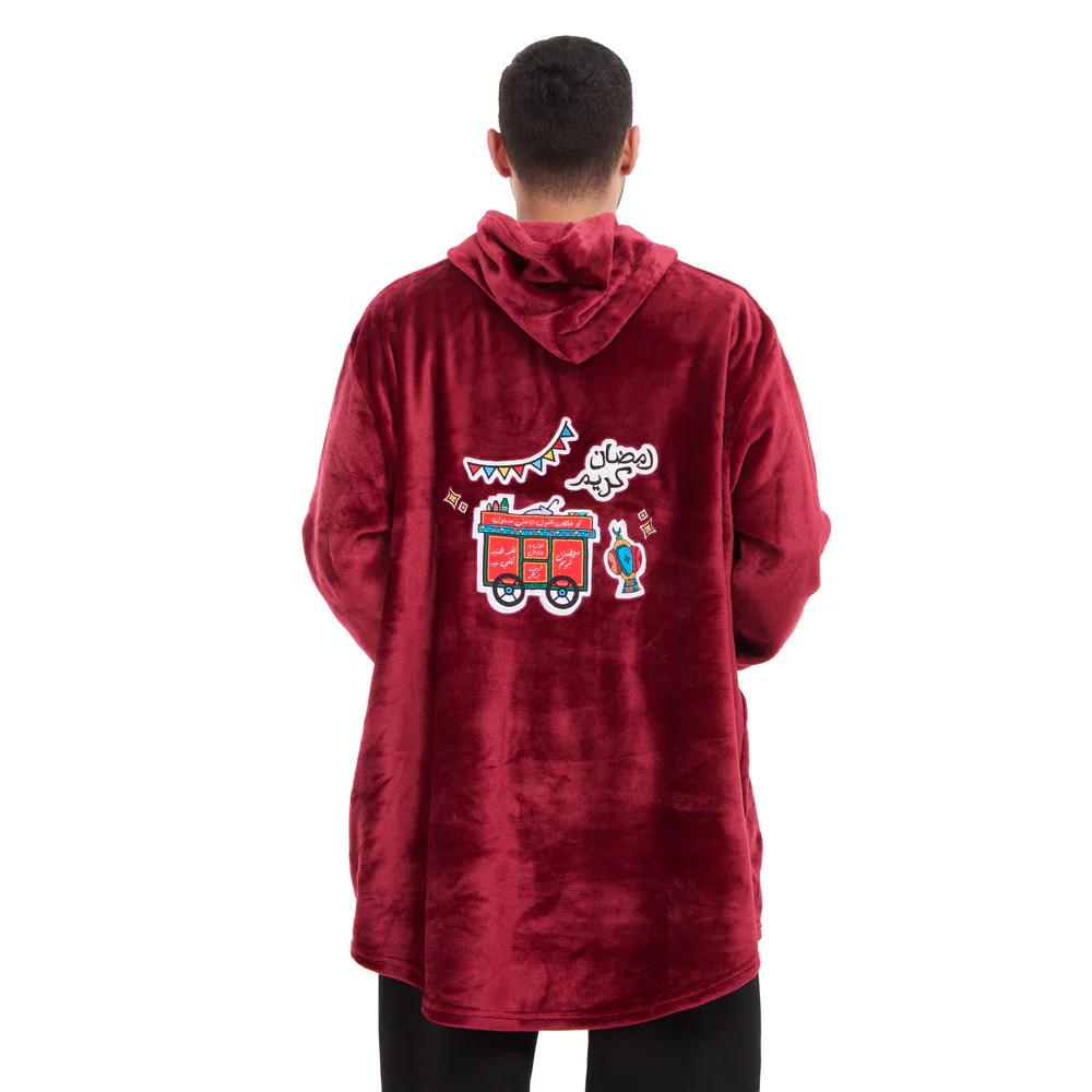 Snuggs Blanket Hoodie Dark Red عربية فول - Image 4