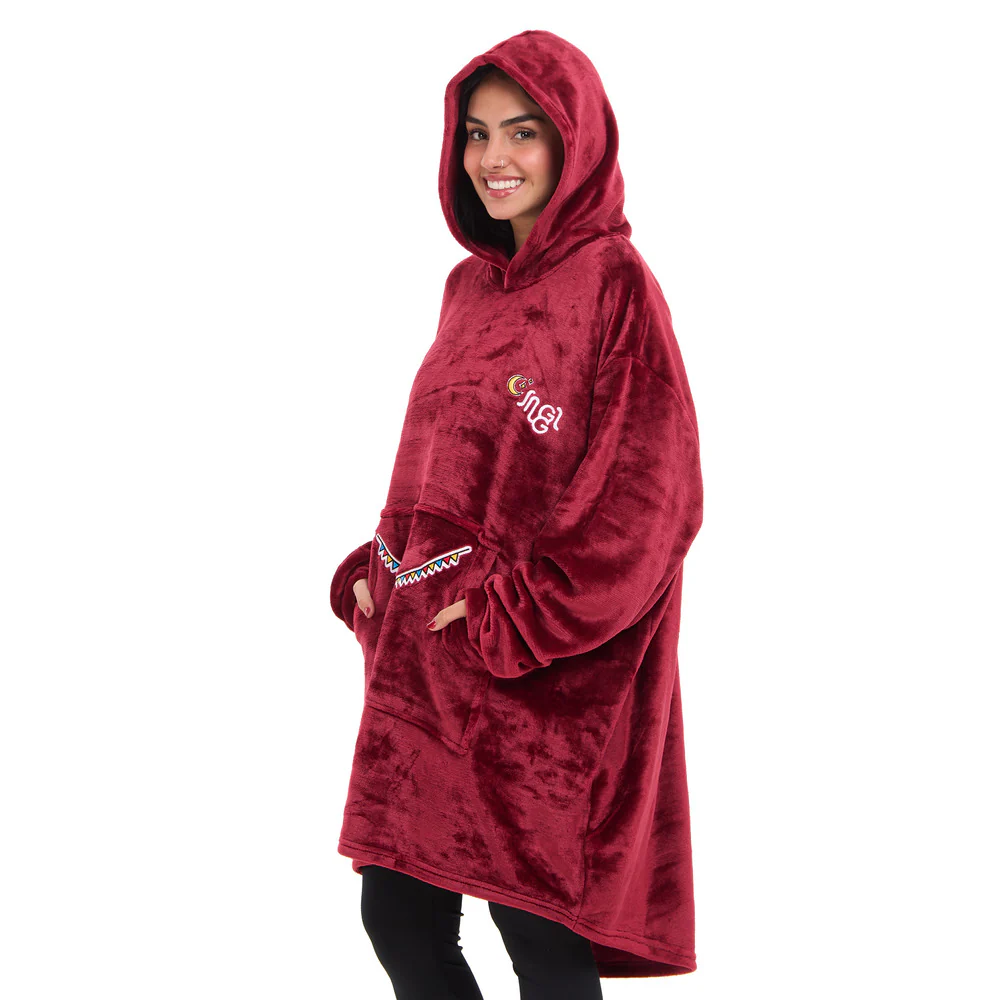 Snuggs Blanket Hoodie Dark Red عربية فول - Image 6