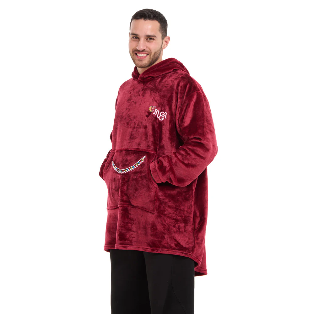Snuggs Blanket Hoodie Dark Red عربية فول - Image 7