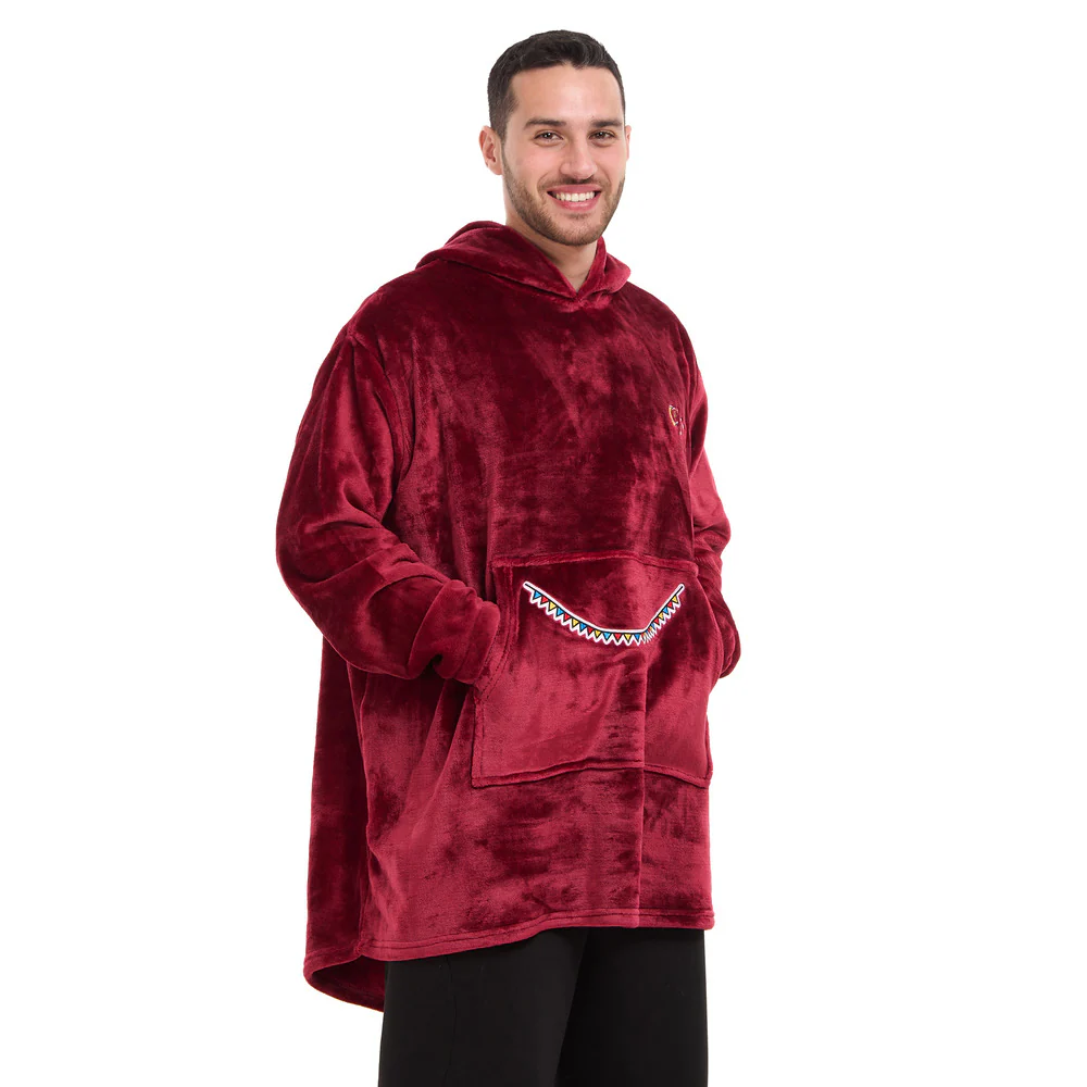 Snuggs Blanket Hoodie Dark Red عربية فول - Image 8