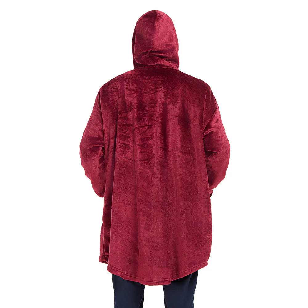 Snuggs Blanket Hoodie Dark Red Christmas Deer Pocket - Image 7