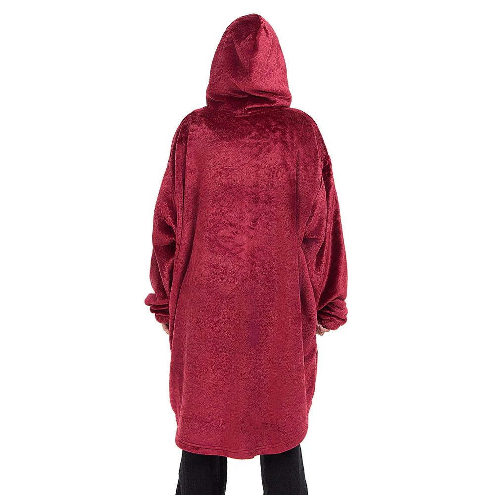 Snuggs Blanket Hoodie Dark Red Christmas Deer Pocket - Image 8
