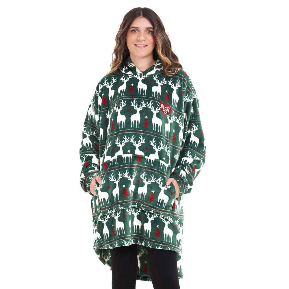 Snuggs Blanket Hoodie Green Christmas - Image 2