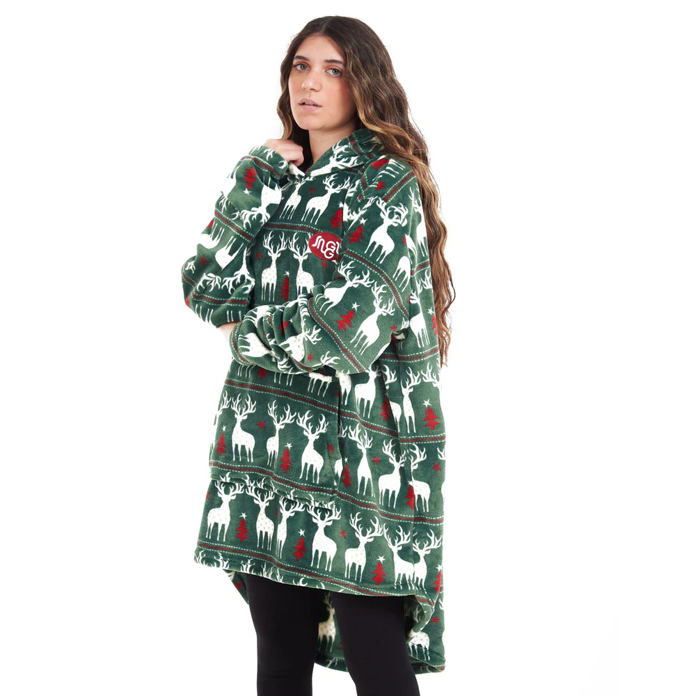 Snuggs Blanket Hoodie Green Christmas - Image 3
