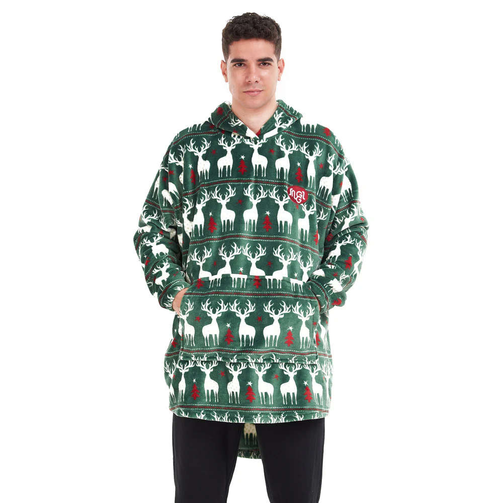Snuggs Blanket Hoodie Green Christmas - Image 4