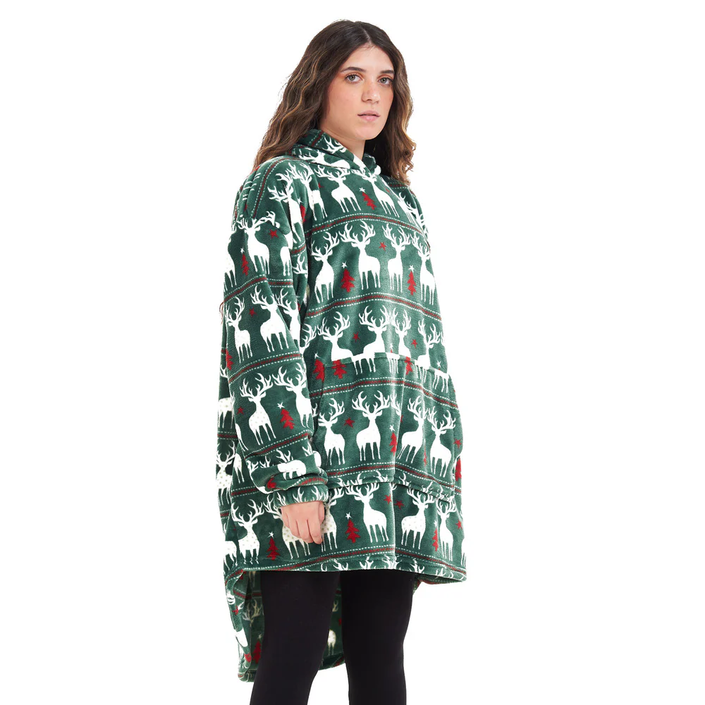 Snuggs Blanket Hoodie Green Christmas - Image 5