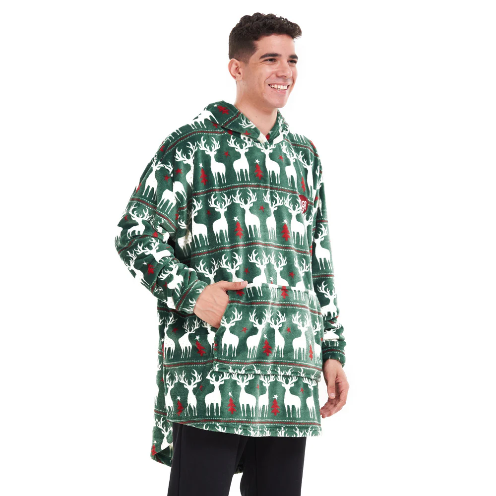 Snuggs Blanket Hoodie Green Christmas - Image 6