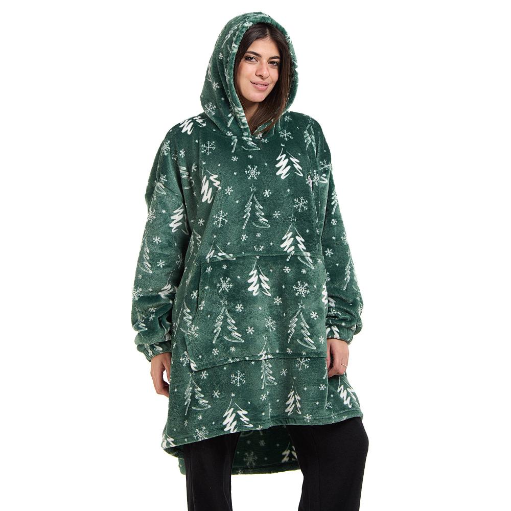 Snuggs Blanket Hoodie Green Christmas Tree - Image 6