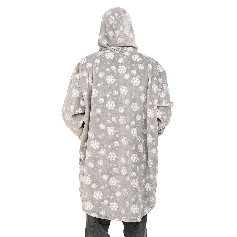 Snuggs Blanket Hoodie Grey Snowflakes - Image 7