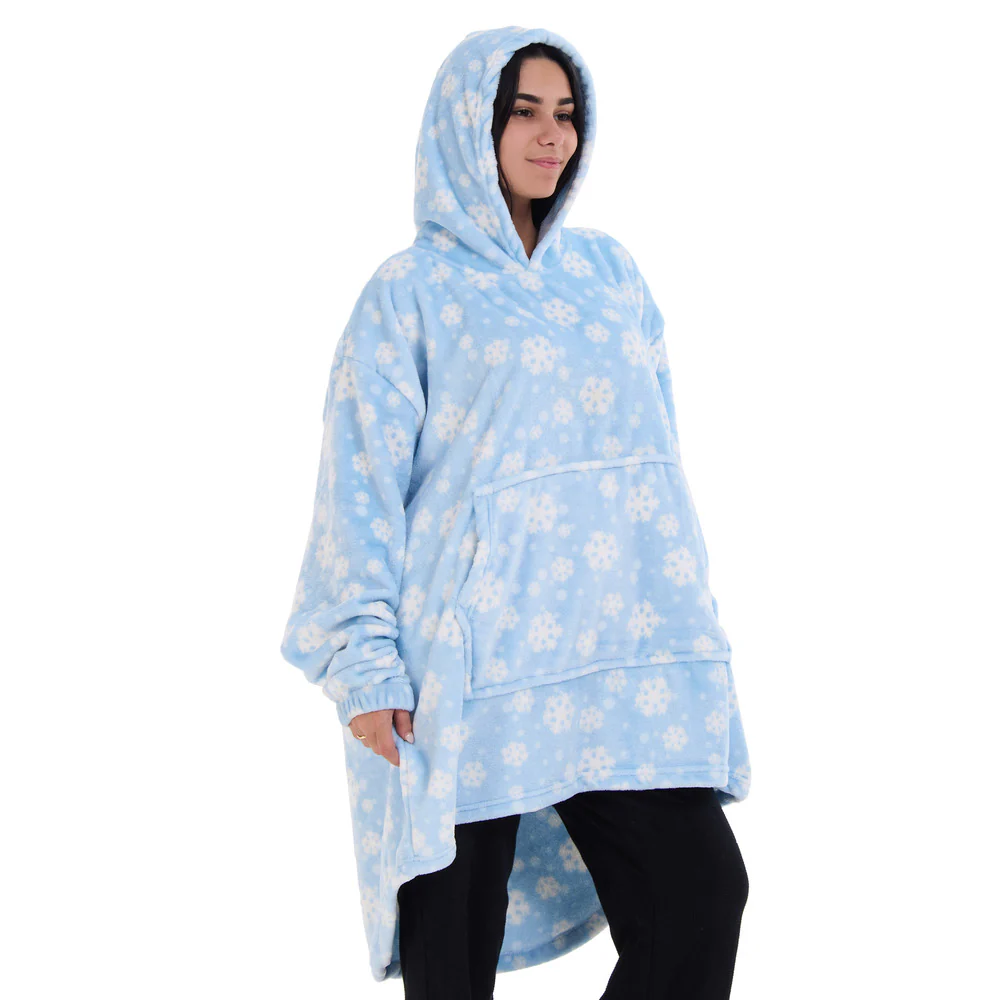Snuggs Blanket Hoodie Light Blue Snowflakes - Image 2