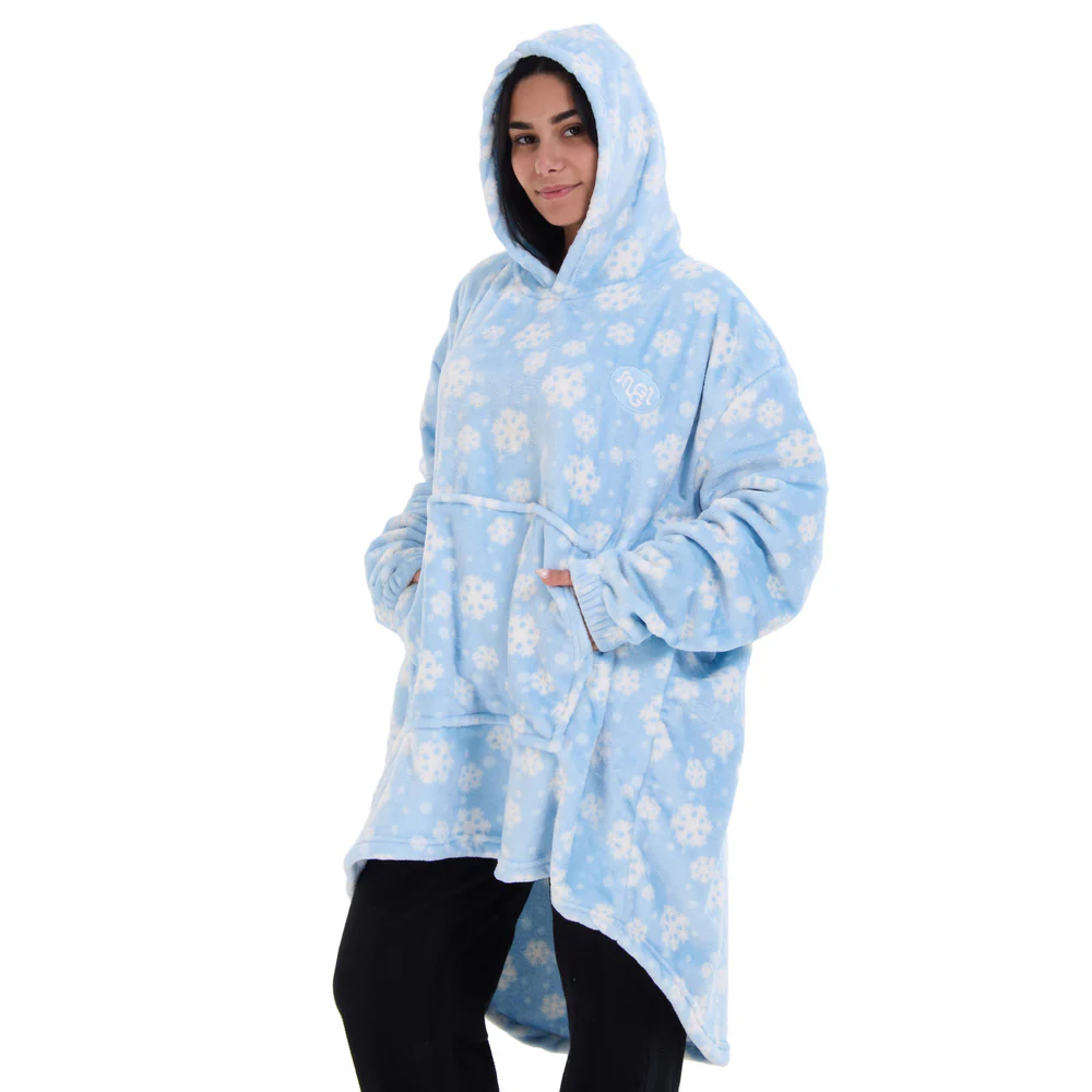 Snuggs Blanket Hoodie Light Blue Snowflakes - Image 3