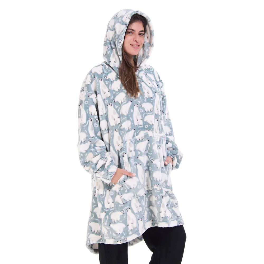Snuggs Blanket Hoodie Mint Polar Bear - Image 2