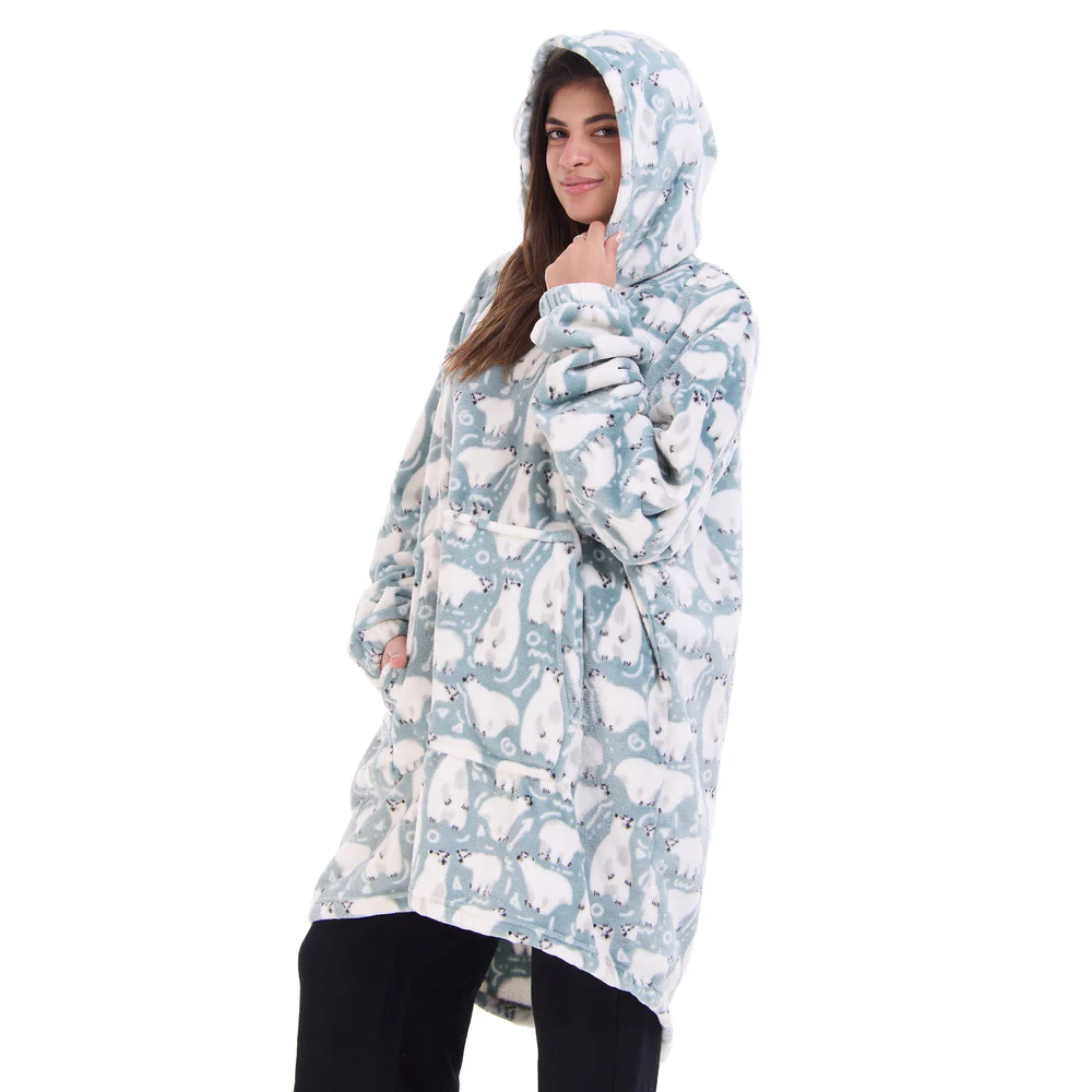 Snuggs Blanket Hoodie Mint Polar Bear - Image 3