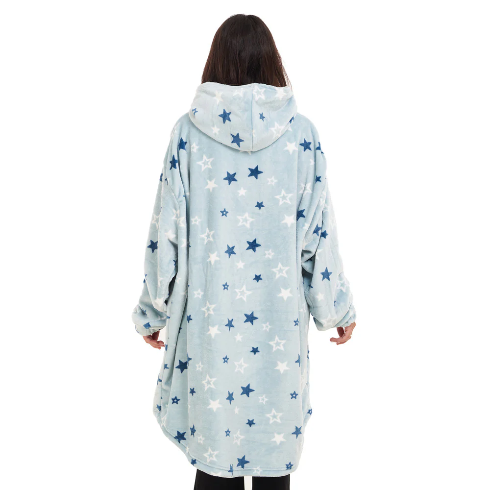 Snuggs Blanket Hoodie Pastel Blue Stars - Image 4