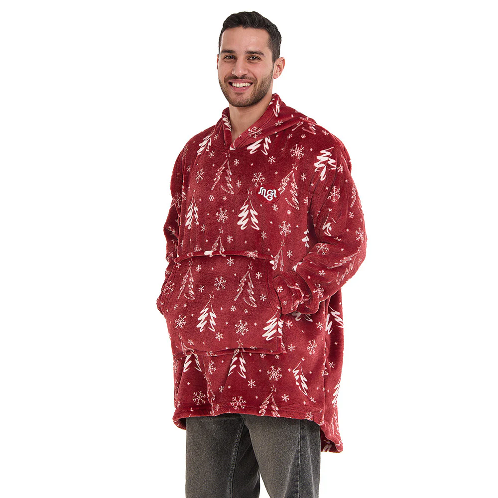 Snuggs Blanket Hoodie Red Christmas Tree - Image 4