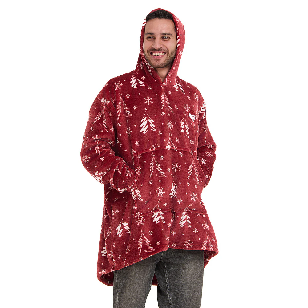 Snuggs Blanket Hoodie Red Christmas Tree - Image 5
