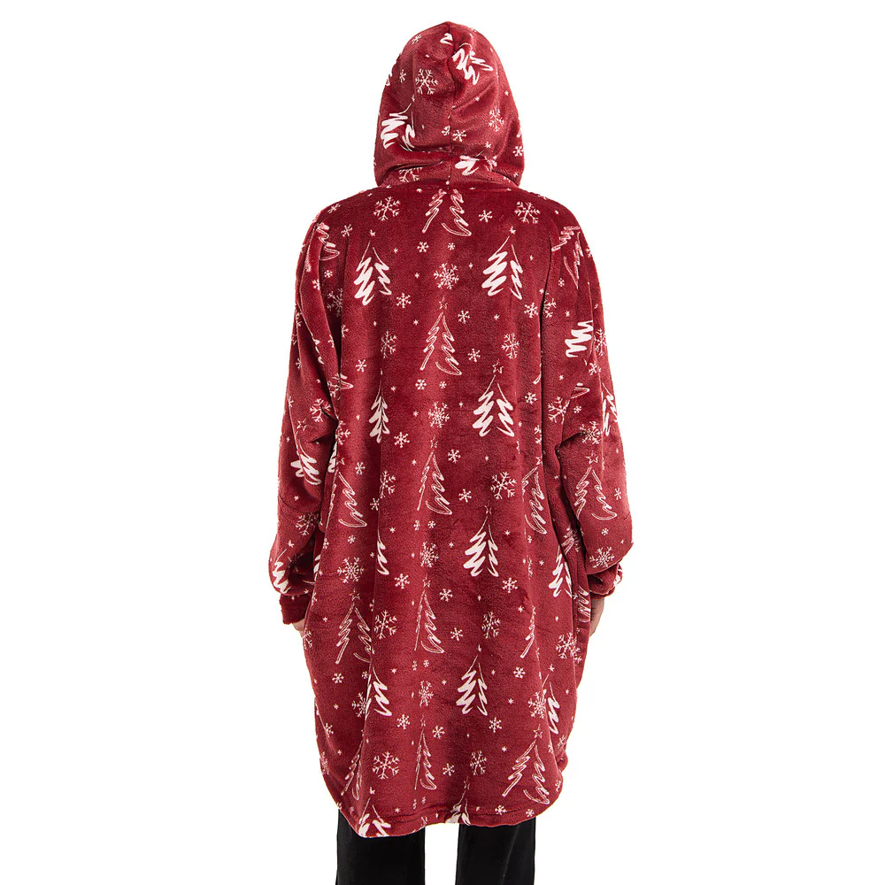 Snuggs Blanket Hoodie Red Christmas Tree - Image 6