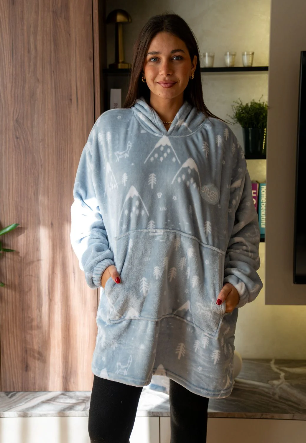 Snuggs Blanket Hoodie Snow Mountains Light Blue - Image 2