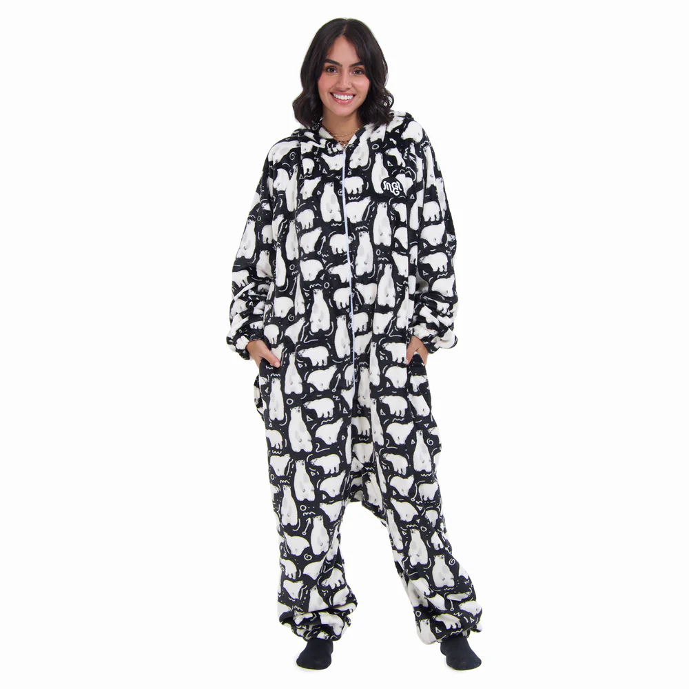 Snuggs Blanket Onesie Black Polar Bear - Image 2