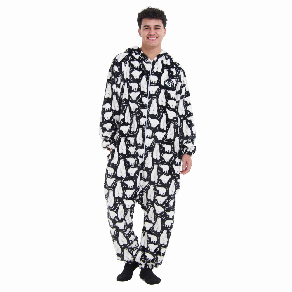 Snuggs Blanket Onesie Black Polar Bear - Image 3