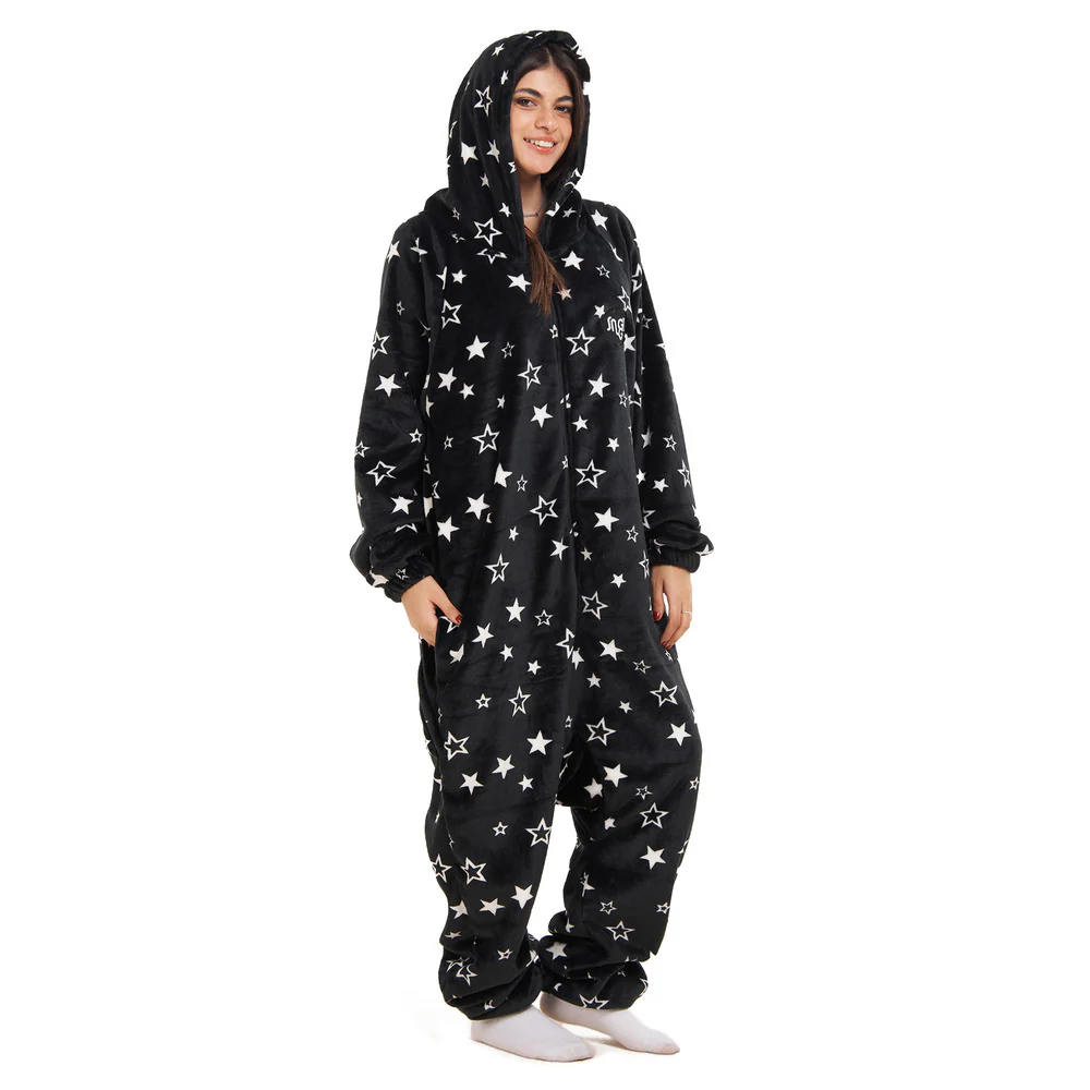 Snuggs Blanket Onesie Black With White Stars - Image 3