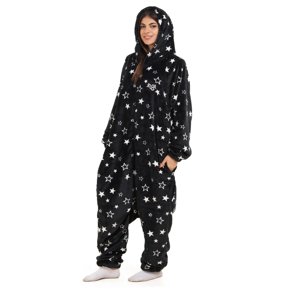 Snuggs Blanket Onesie Black With White Stars - Image 5
