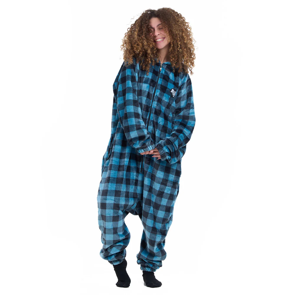 Snuggs Blanket Onesie Blue Checkered - Image 5