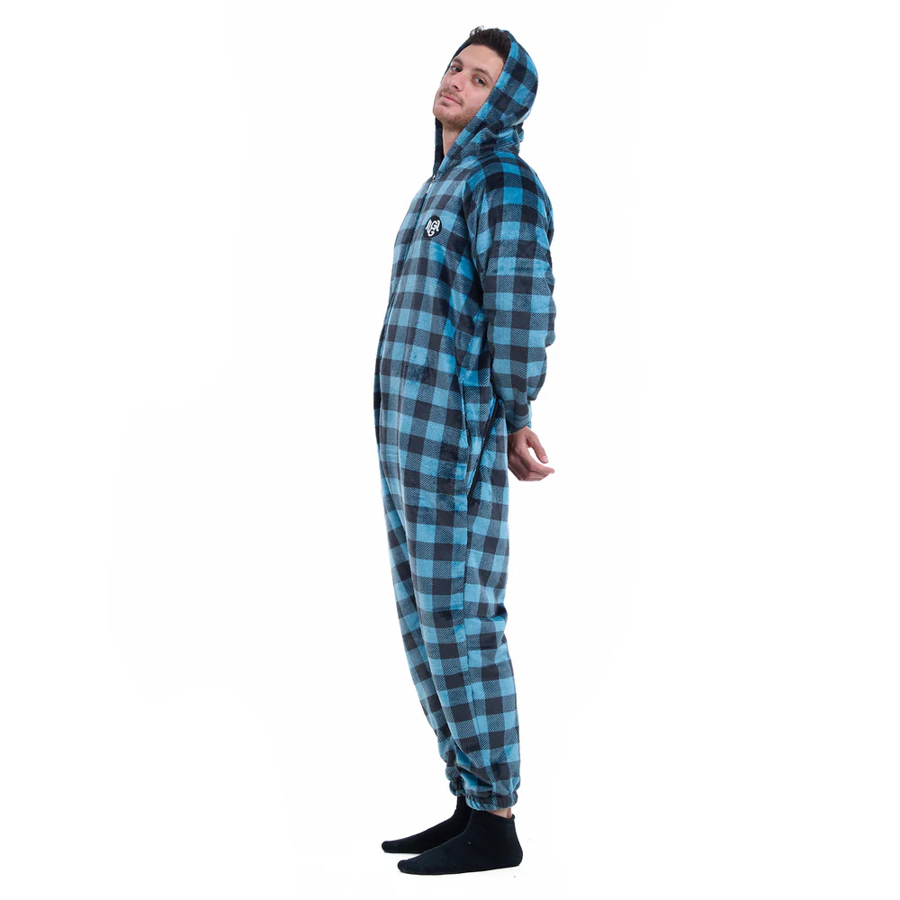 Snuggs Blanket Onesie Blue Checkered - Image 6