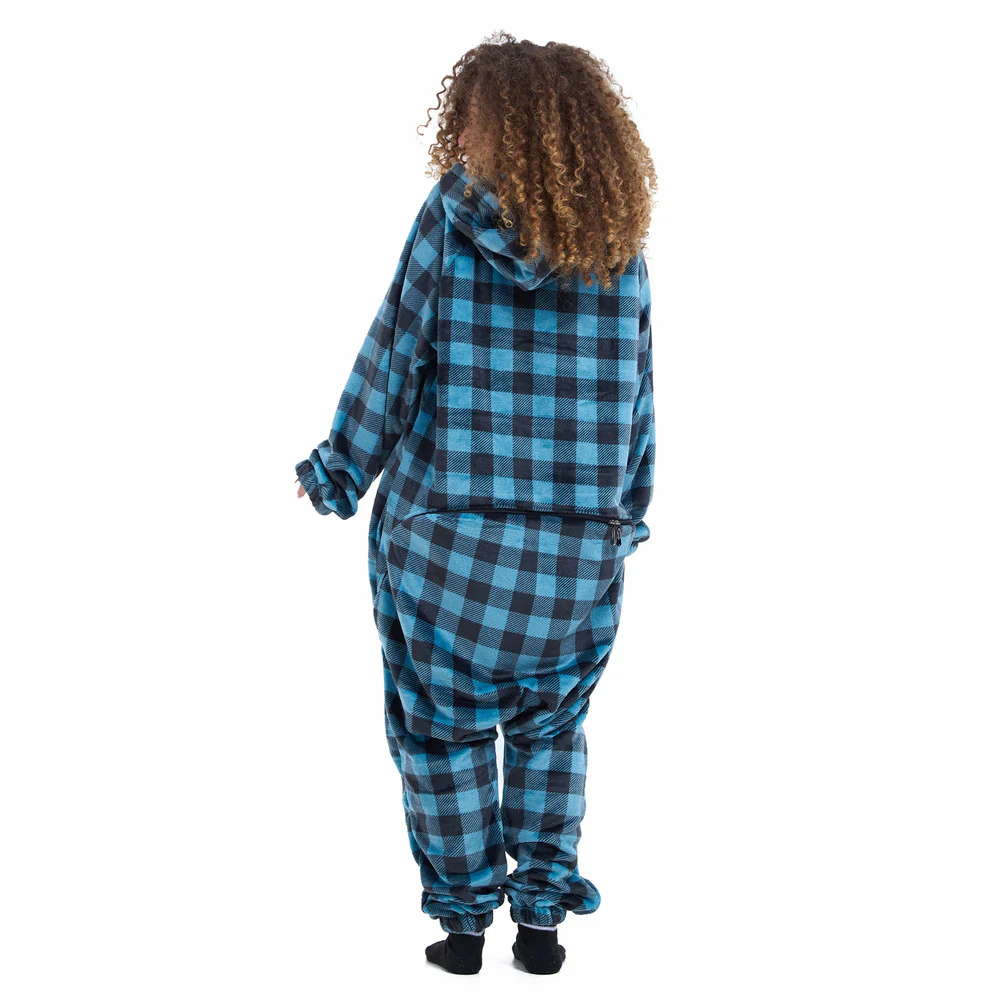 Snuggs Blanket Onesie Blue Checkered - Image 7