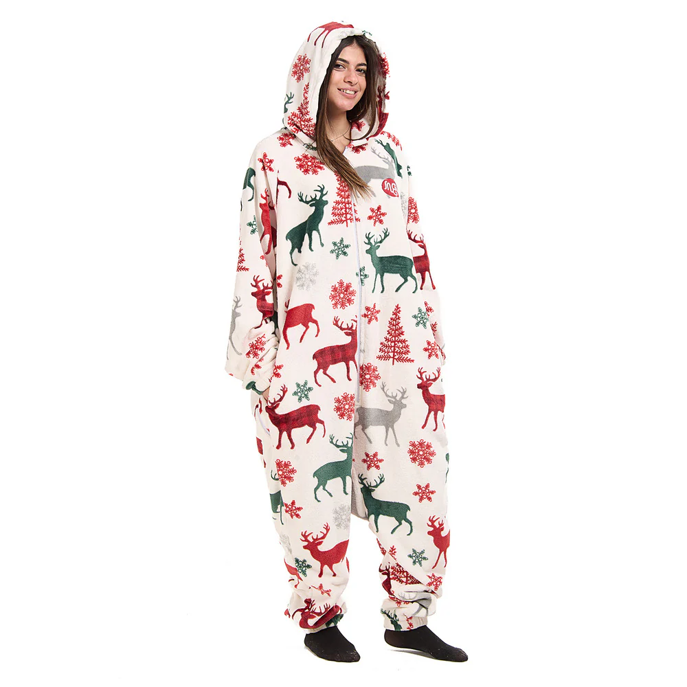 Snuggs Blanket Onesie Christmas White Deer - Image 3