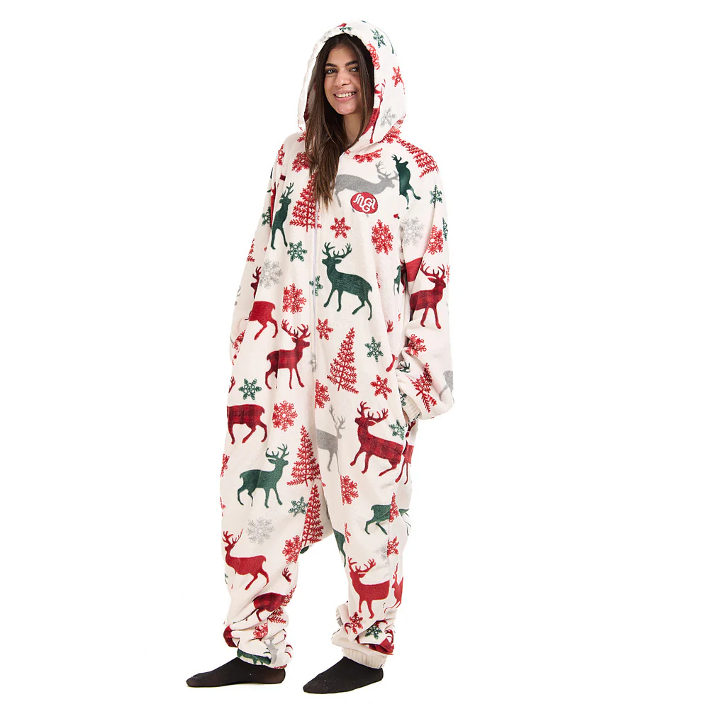 Snuggs Blanket Onesie Christmas White Deer - Image 6
