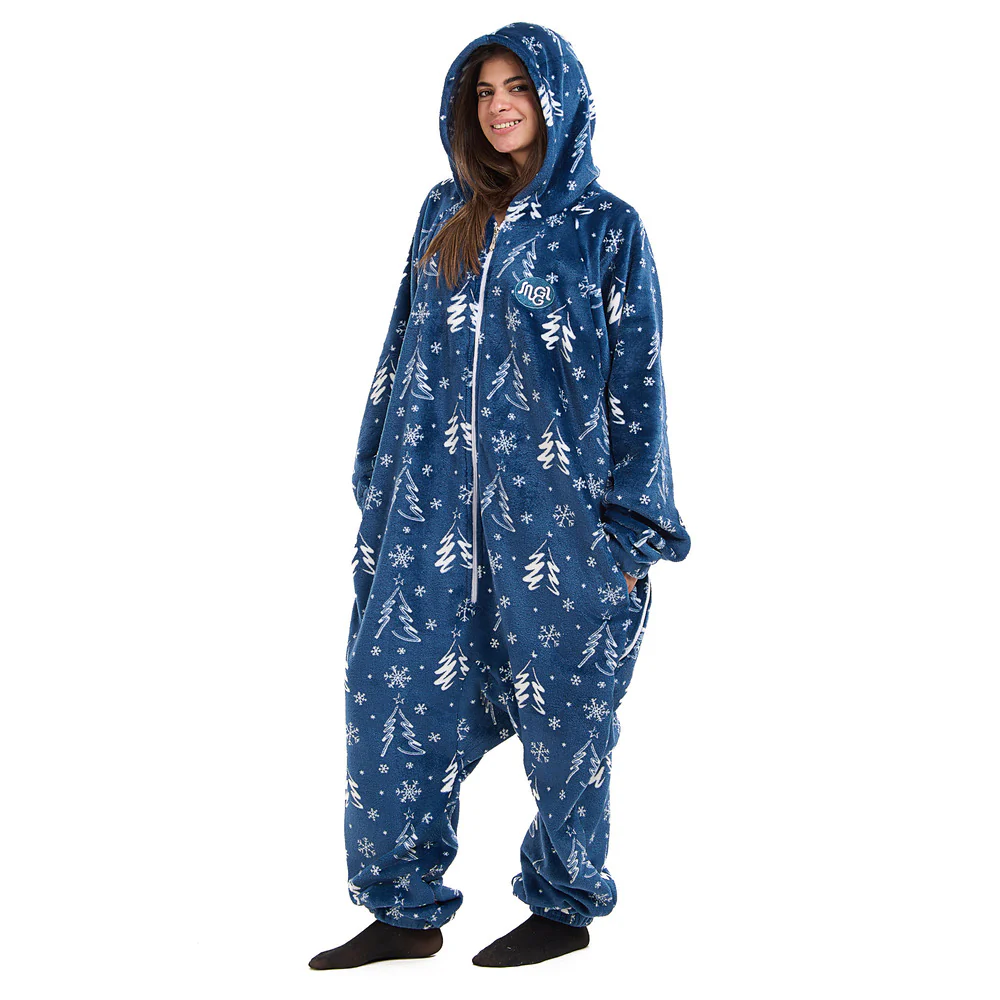Snuggs Blanket Onesie Blue Christmas Tree - Image 5