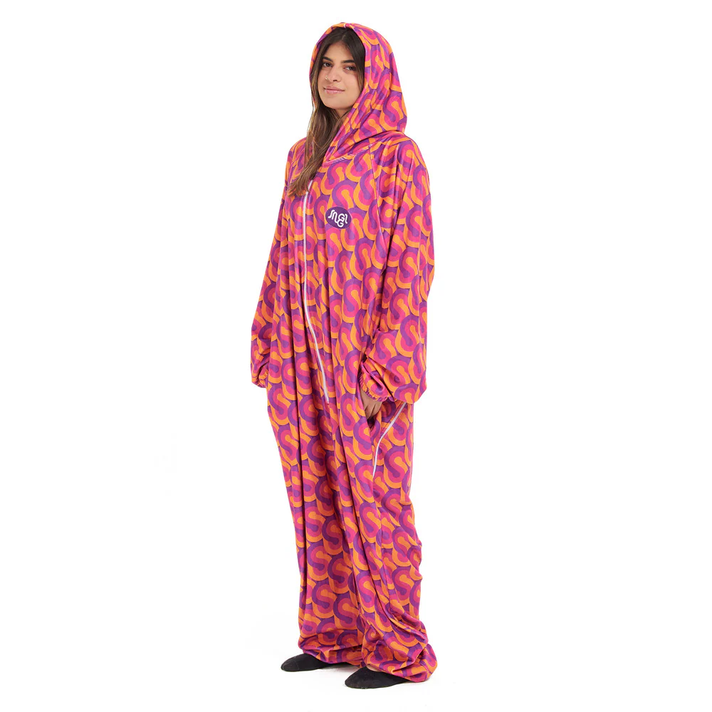 Snuggs Blanket Onesie Fuchsia Geometric - Image 5
