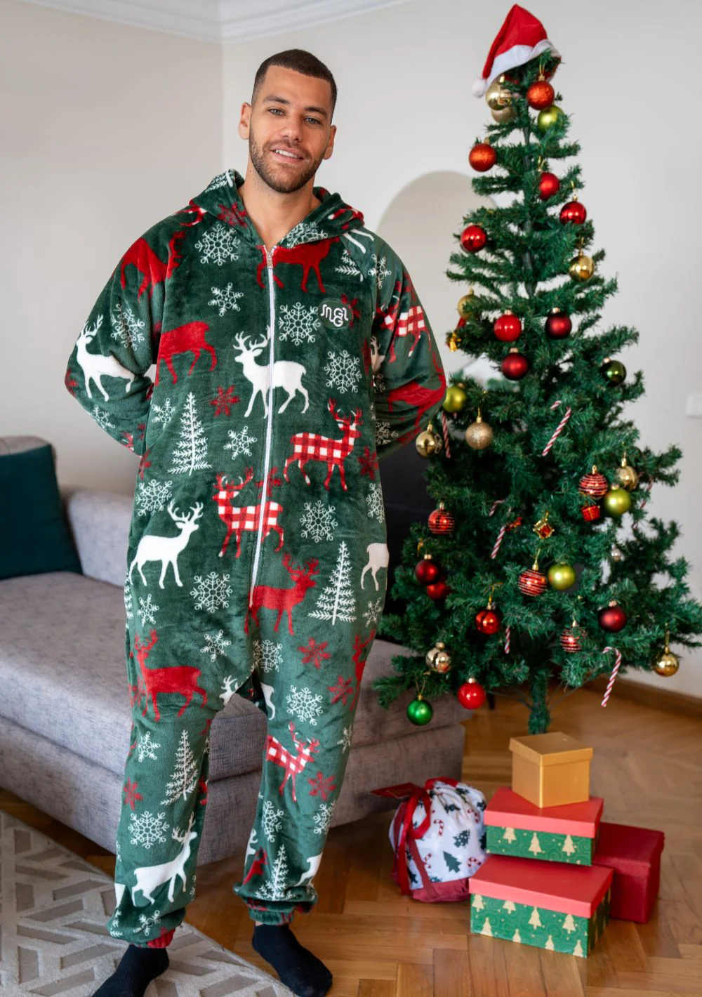 Snuggs Blanket Onesie Green Deer - Image 10