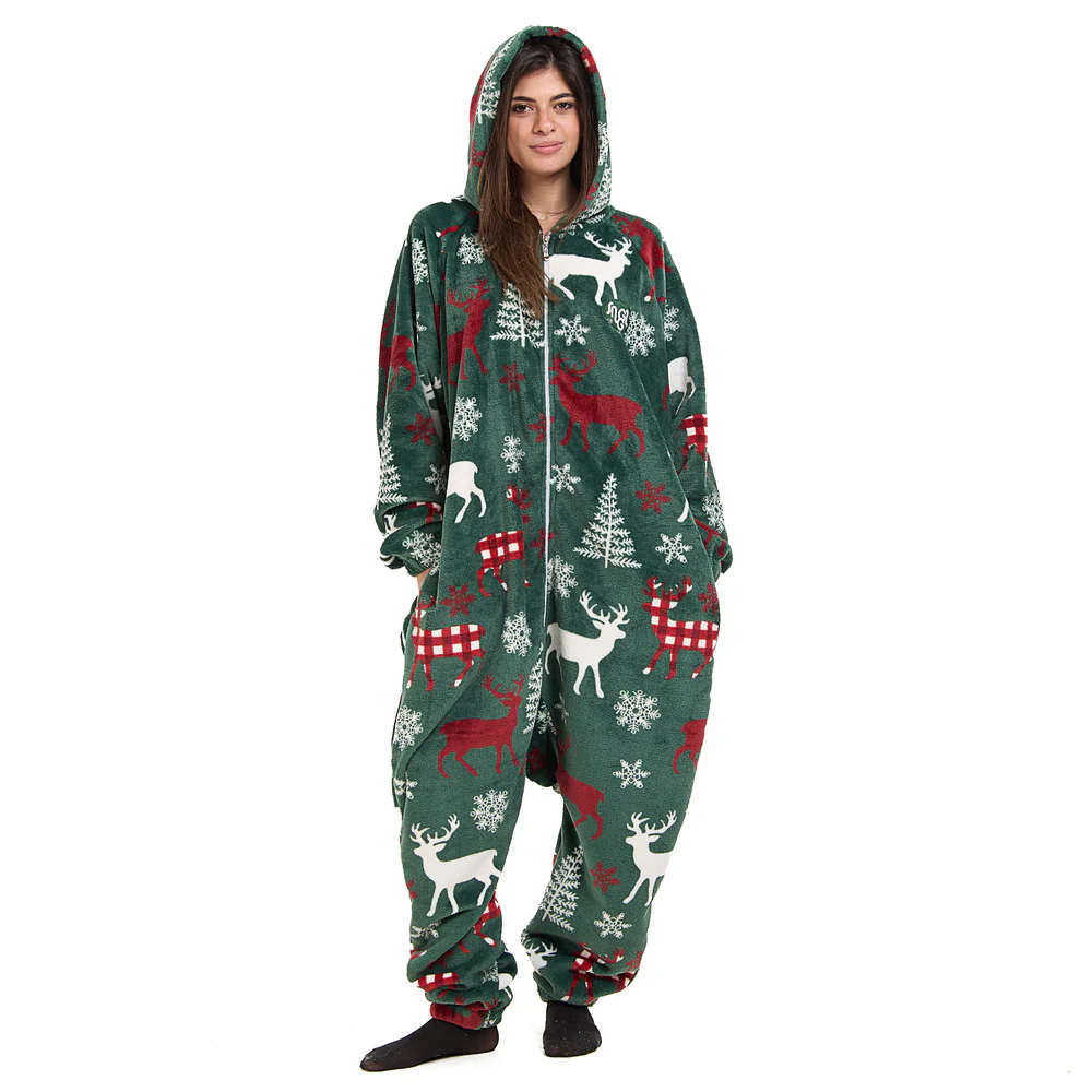 Snuggs Blanket Onesie Green Deer - Image 3
