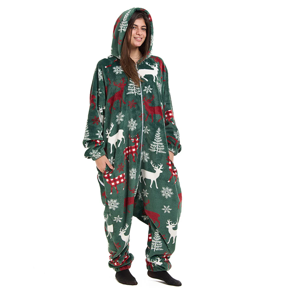 Snuggs Blanket Onesie Green Deer - Image 5