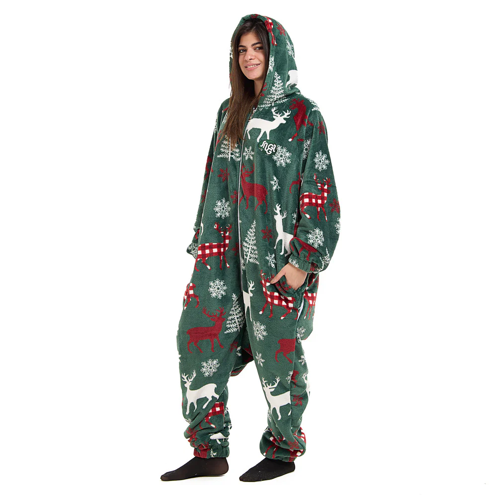 Snuggs Blanket Onesie Green Deer - Image 7