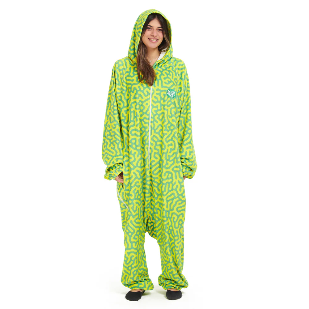 Snuggs Blanket Onesie Green Doodles - Image 2