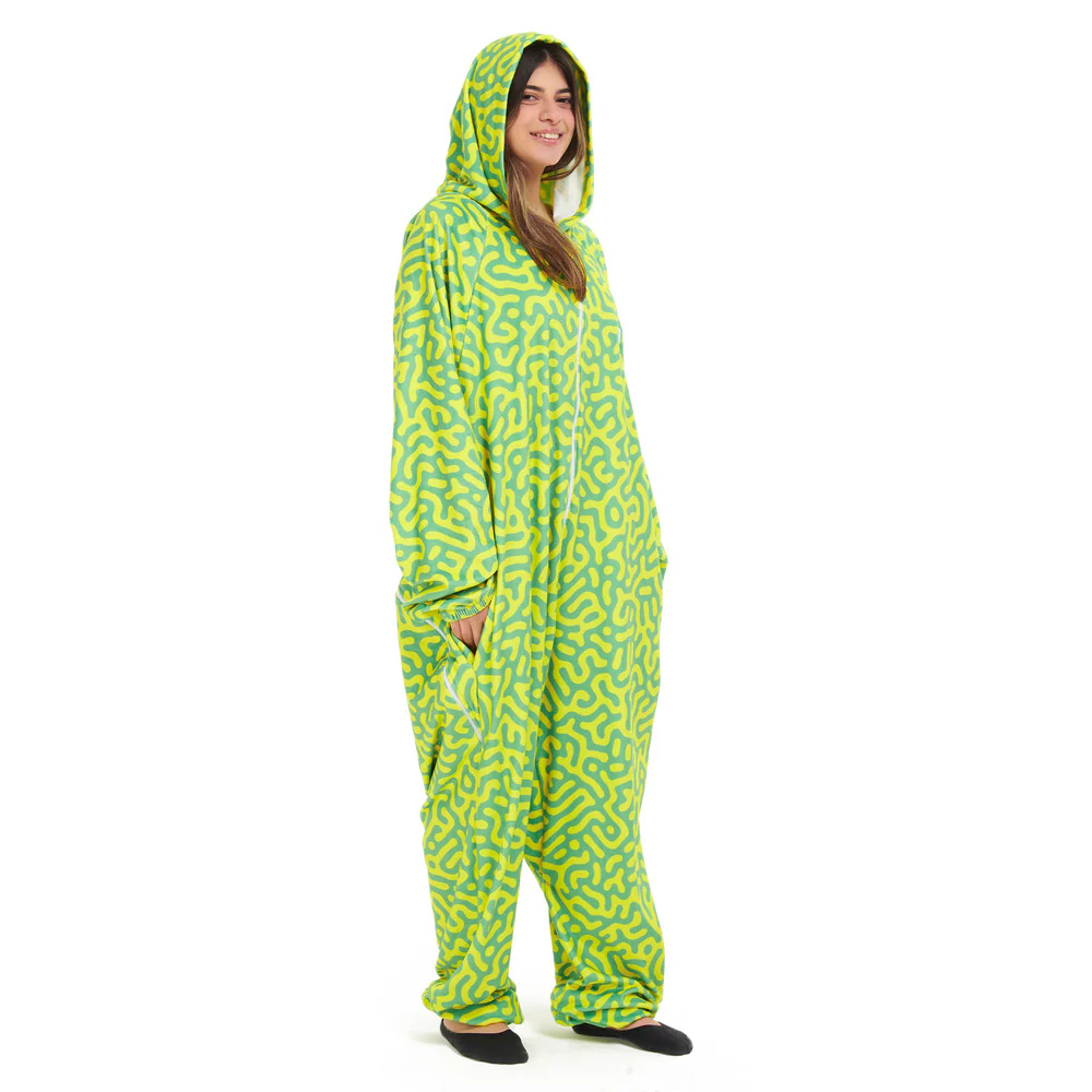 Snuggs Blanket Onesie Green Doodles - Image 5