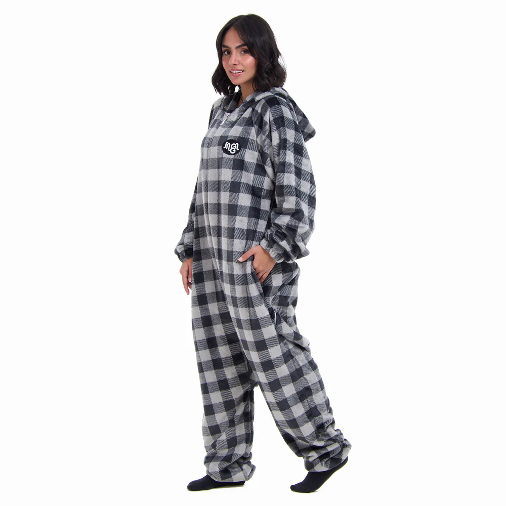 Snuggs Blanket Onesie Grey Checkered - Image 3
