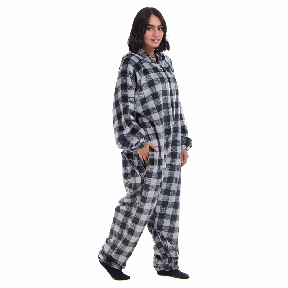 Snuggs Blanket Onesie Grey Checkered - Image 5