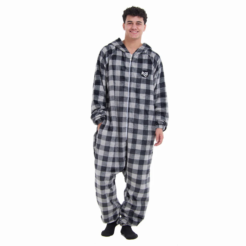Snuggs Blanket Onesie Grey Checkered - Image 6