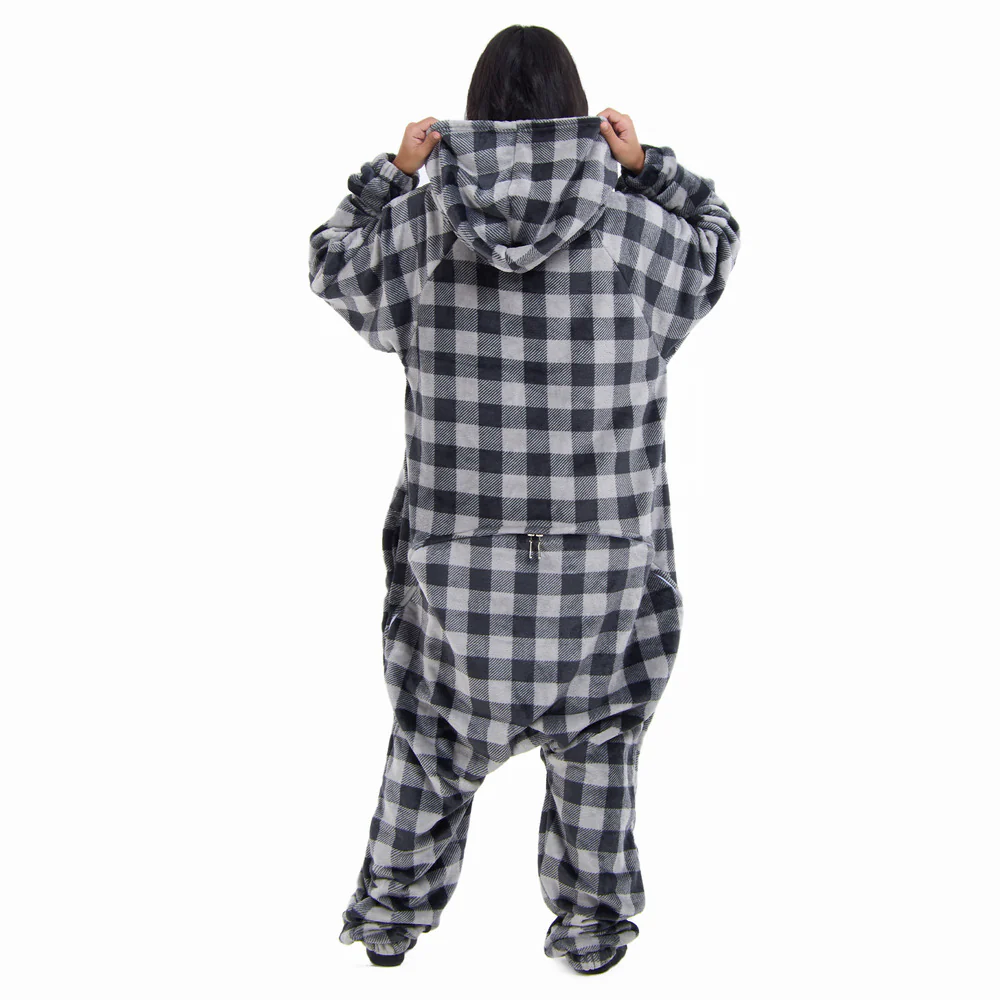 Snuggs Blanket Onesie Grey Checkered - Image 8