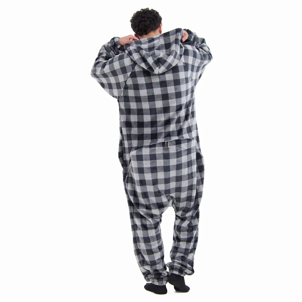 Snuggs Blanket Onesie Grey Checkered - Image 9