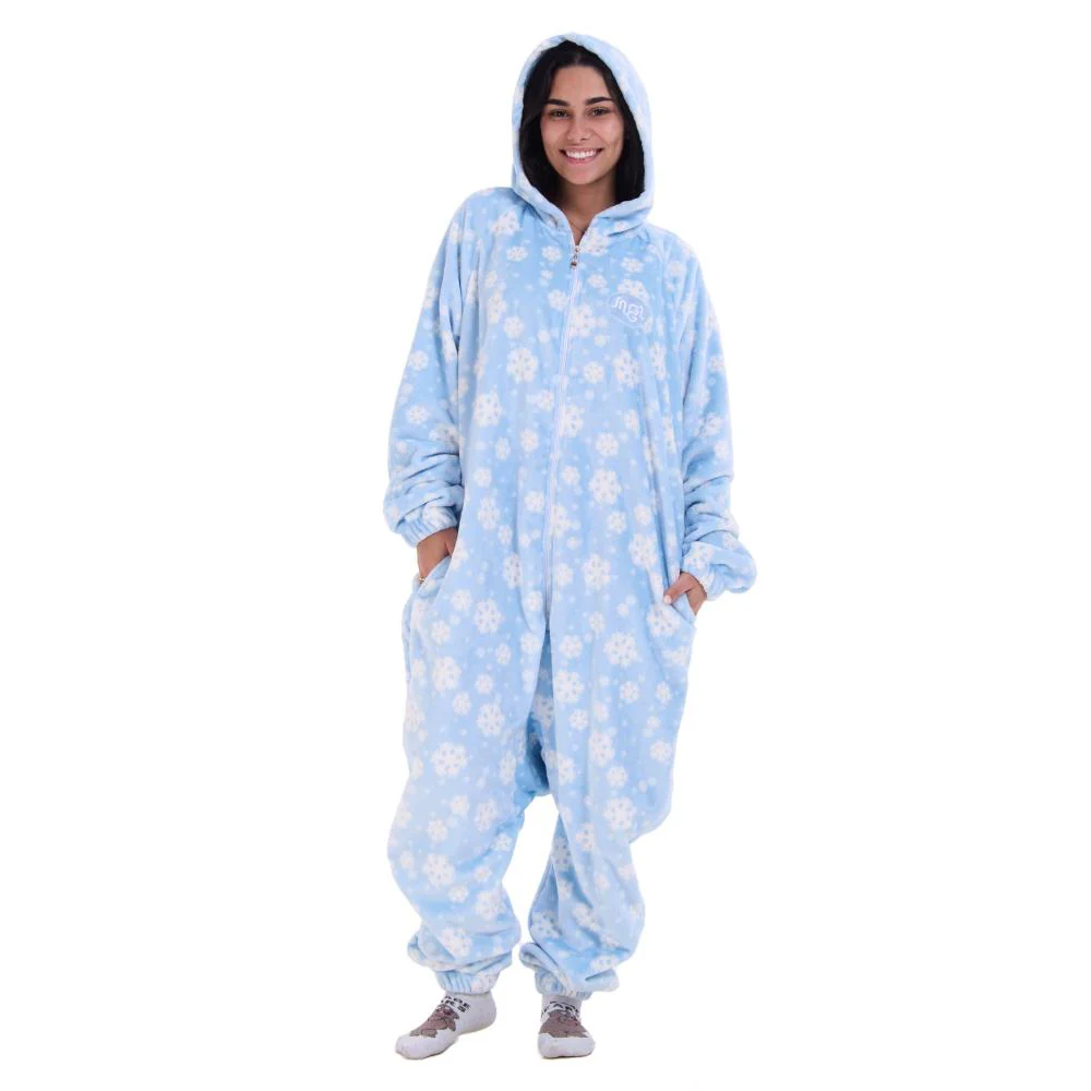 Snuggs Blanket Onesie Light Blue Snowflakes - Image 5