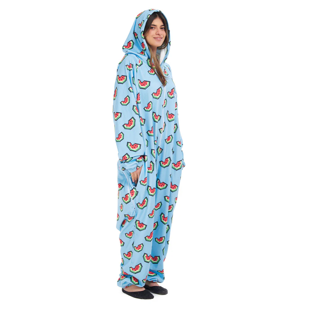 Snuggs Blanket Onesie Light Blue Watermelon Pixels - Image 4