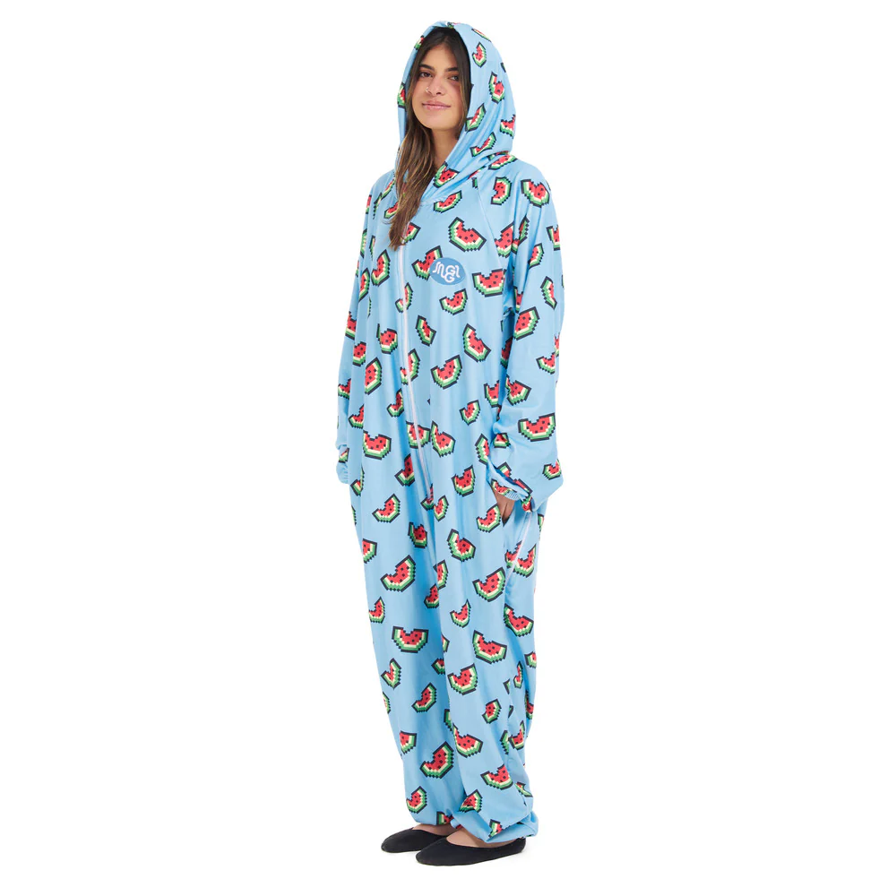 Snuggs Blanket Onesie Light Blue Watermelon Pixels - Image 5